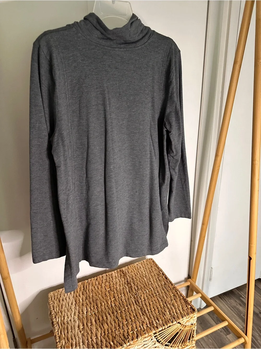 Women's Charcoal Cowl Neck Pullover Hoodie large